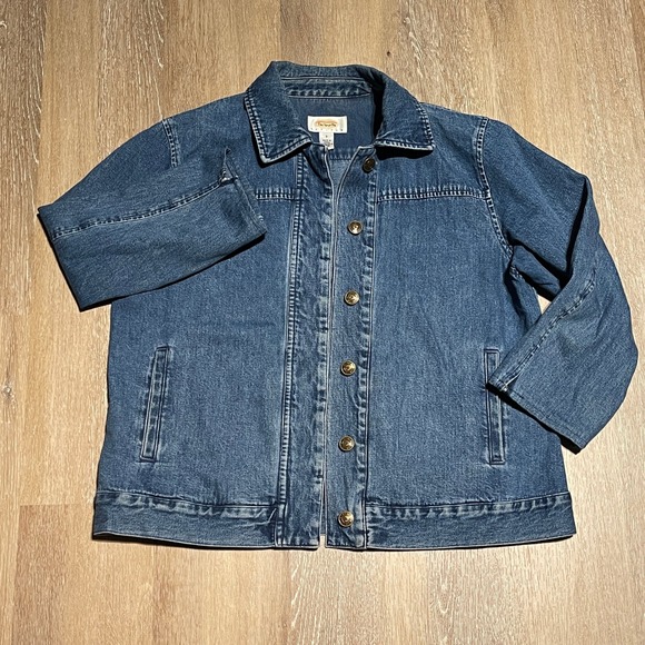 Talbots Petites Denim Jacket Blue Button Front Casual Classic Women's P - Picture 2 of 7